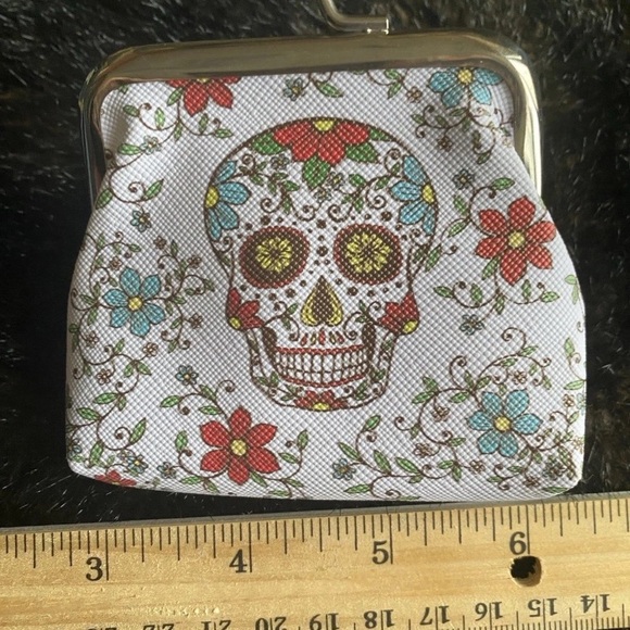 Cinco DeMayo Floral Skull Print Coin Purse - Picture 5 of 6